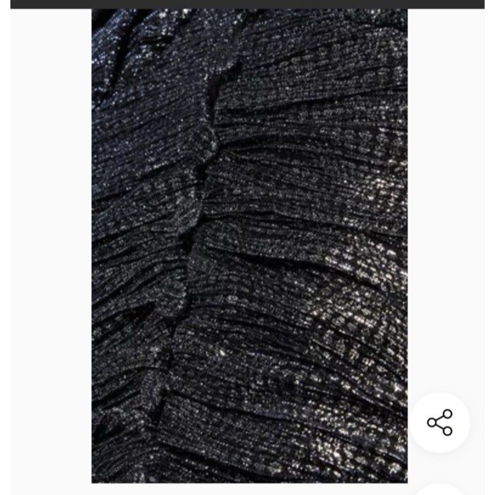 New Jonathan Simkhai Women's Metallic Size 4 Wrap Crop Top Long Sleeves Midnight - Picture 15 of 16
